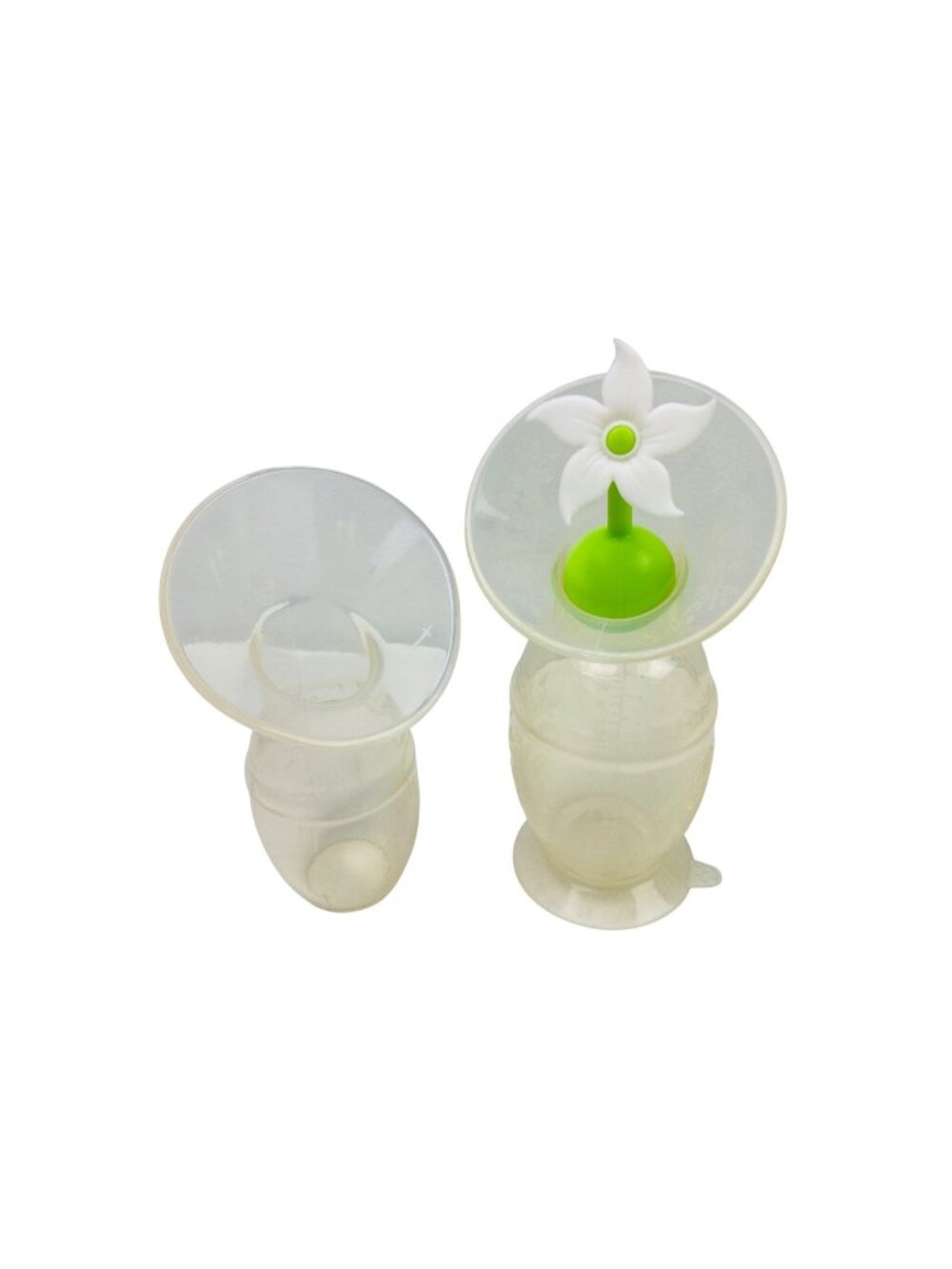 2 Haakaa Silicone Manual Breast Pump Set Flower Stopper Suction Base 4 & 5 oz.